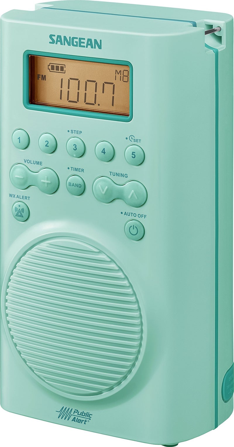 Sangean H205TQ Portable AM/FM/Weather Alert Digital Tuning Waterproof Shower Radio, Turquoise - Image 2
